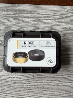 RIDGE Beveled 8mm Ring in Gold and Black and Silicone Band - 24K Gold Plated
